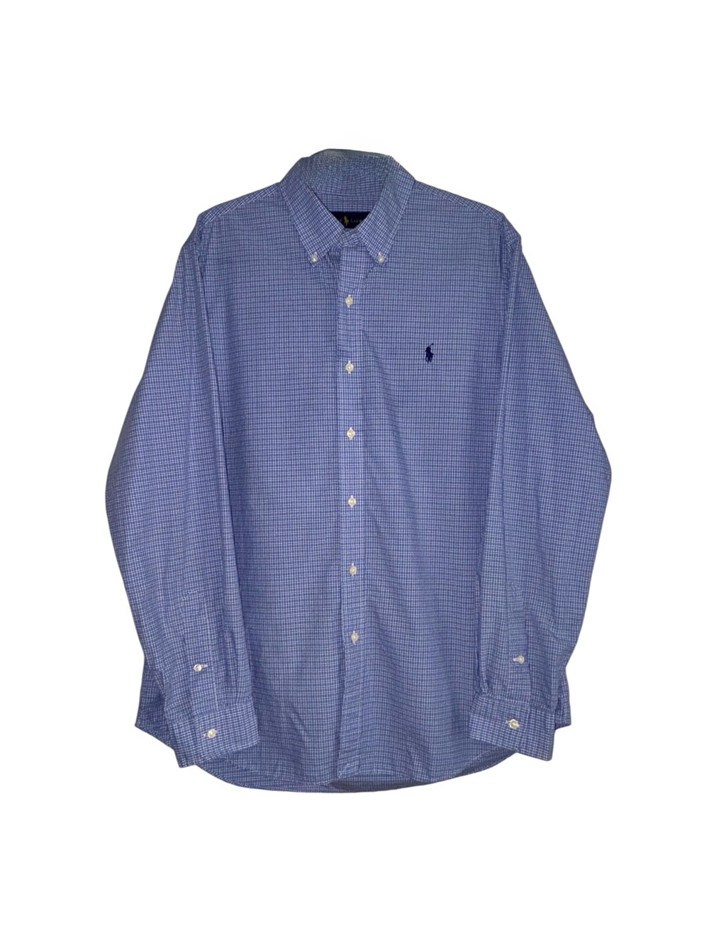 Polo Ralph Lauren Men’s Blue Micro-Check Button Down Shirt Long Sleeve